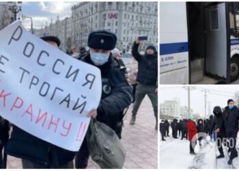 У Росії люди вийшли на акції протесту проти війни з Україною: затримання розпочалися з перших хвилин. Відео