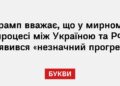 Трамп вважає, що у мирному процесі між Україною та РФ з’явився «незначний прогрес»